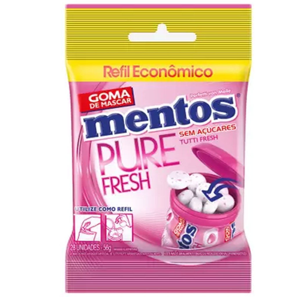 Goma De Mascar Mentos Pure Fresh Tutti Frutti 56g Perfetti Doce Malu