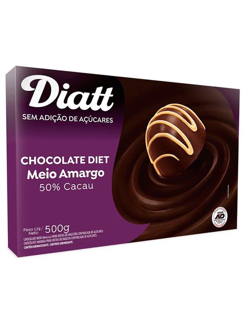 Chocolate Diet Meio Amargo 50% Cacau 500g - Diatt