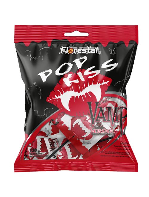 Pirulito Pop Kiss Vamp Morango 120g - Boavistense