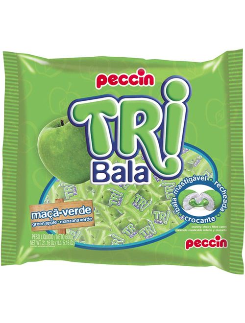Bala Tribala Recheada Maçã Verde 500g - Peccin