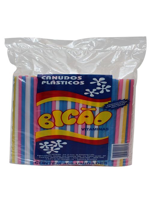 Canudo Plástico Suco c/400 - Bicão