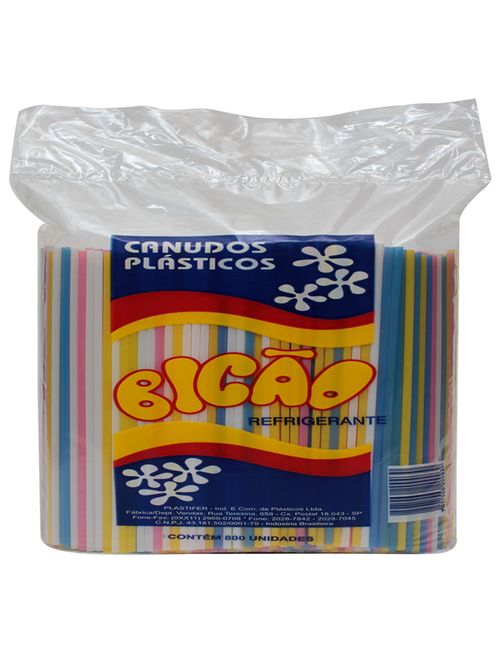 Canudo Plástico Refrigerante c/800 - Bicão