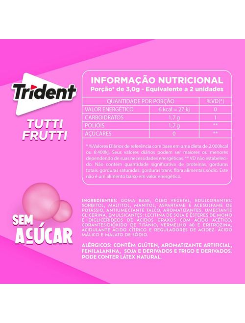 Goma de Mascar Trident Tutti Frutti - Adams