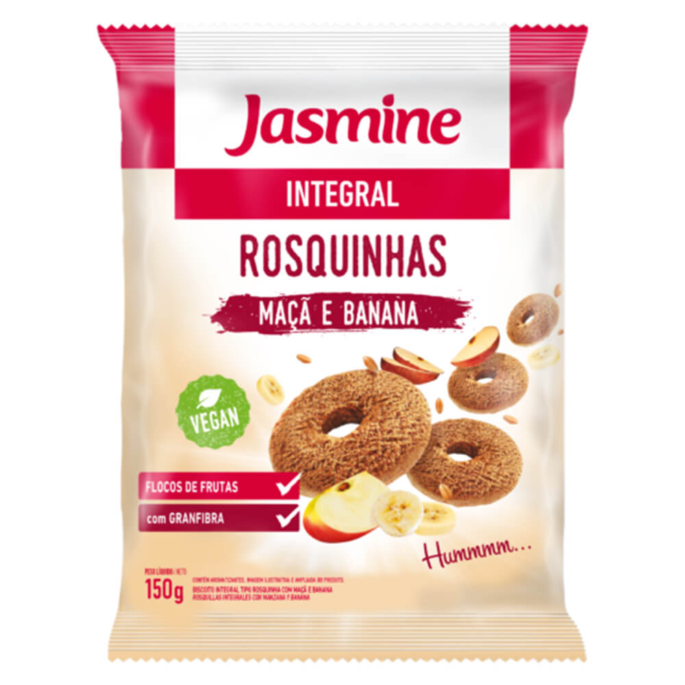 Rosquinha Integral Maçã Banana 150g - Jasmine - Doce Malu