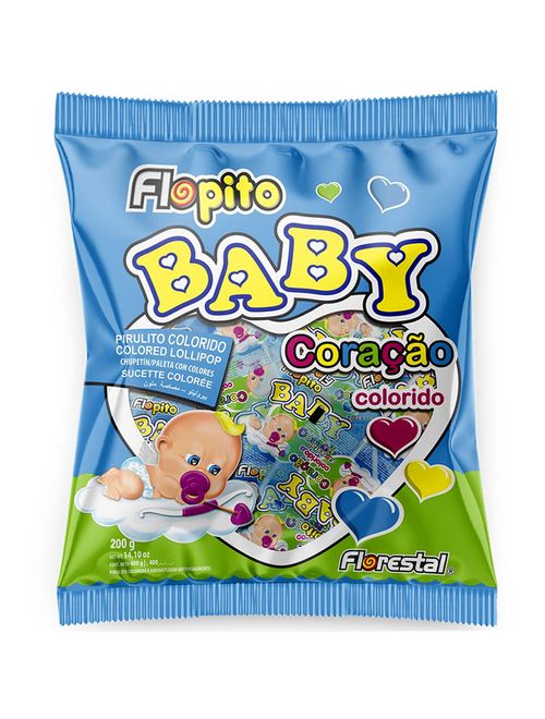 Pirulito Flopito Coração Baby Colorido Sortido c/50 - Florestal