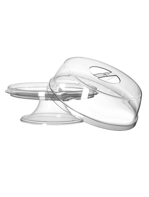 Porta Bolo Acrílico Cristal com Pedestal e Tampa 195x300mm - Três Triângulos