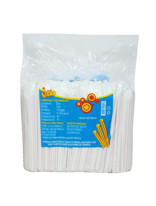 Canudo Plástico Milkshake Embalado c/500 - Bicão
