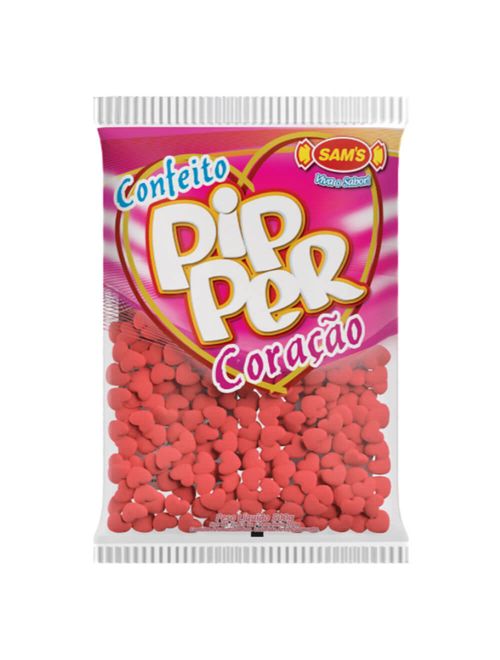 Confeito Pipper Coração Morango Rosa 500g - Sams
