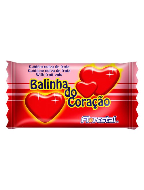 Balinha do Coração Morango Lata 40g c/10 - Florestal