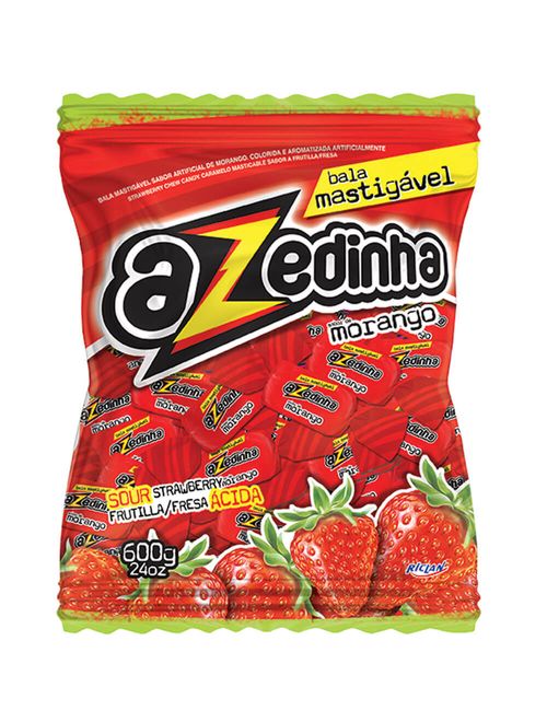 Bala Mastigável Azedinha Morango 600g - Riclan