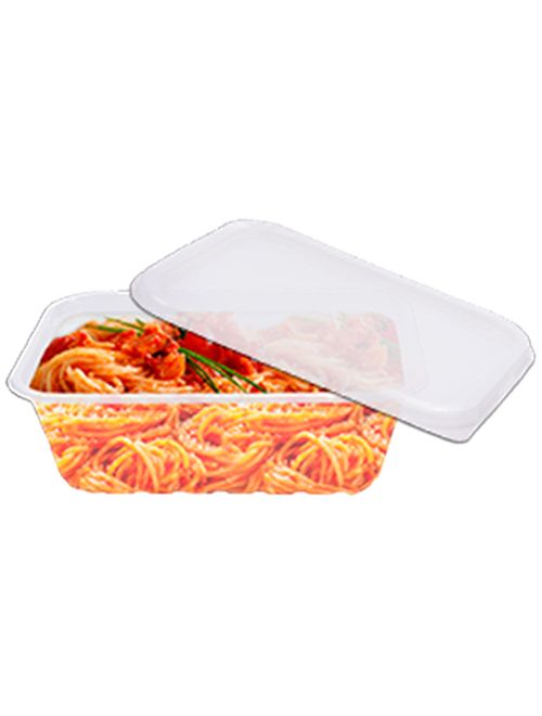 Pote Plástico Retangular Transparente Freezer/Microondas 750ml c/24 - Prafesta