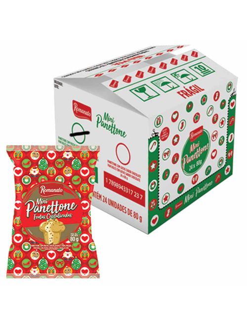 Mini Panettone Frutas Cristalizadas 80g c/24 - Romanato