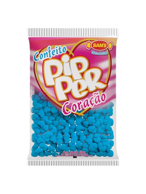 Confeito Pipper Coração Framboesa Azul Claro 500g - Sams