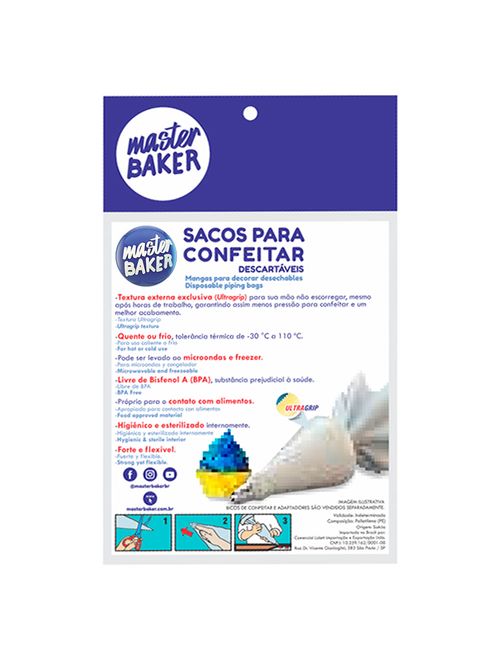 Saco de Confeitar Descartável Médio c/4 - Master Baker