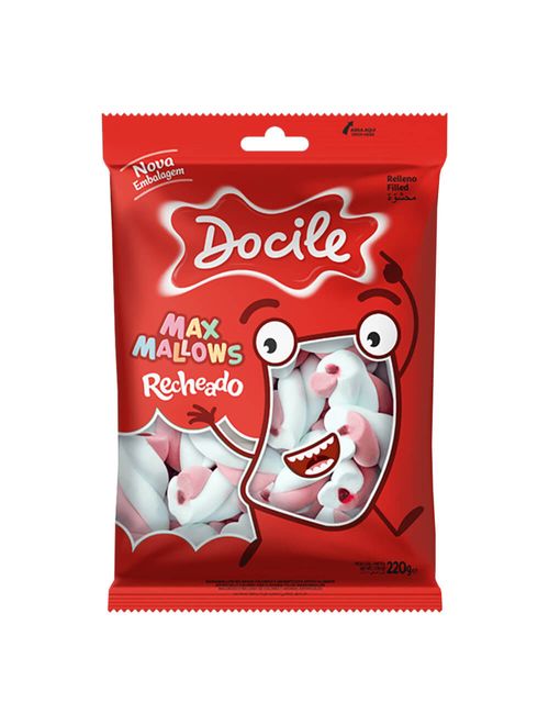 Marshmallow Torção Rosa Recheado 220g - Docile