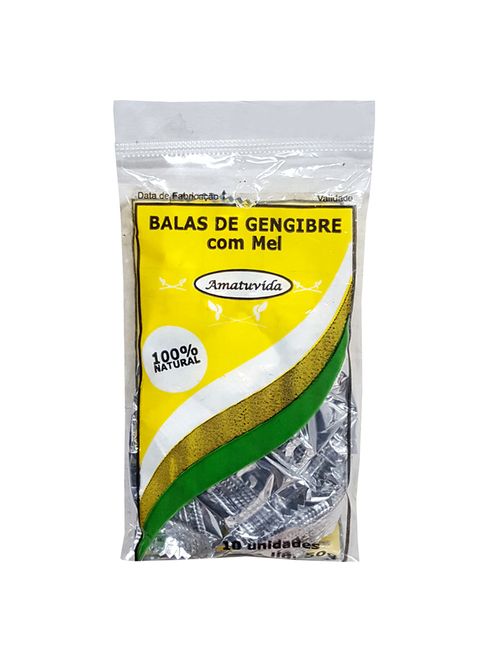 Bala Gengibre e Mel 40g - Amatuvida