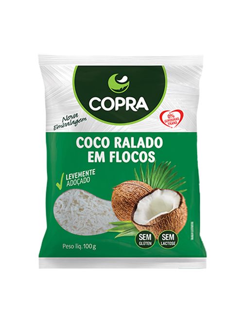 Coco em Flocos Levemente Adoçado 100g - Copra
