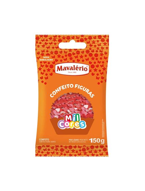 Confeito Figura Coração Mil Cores 150g - Mavalério