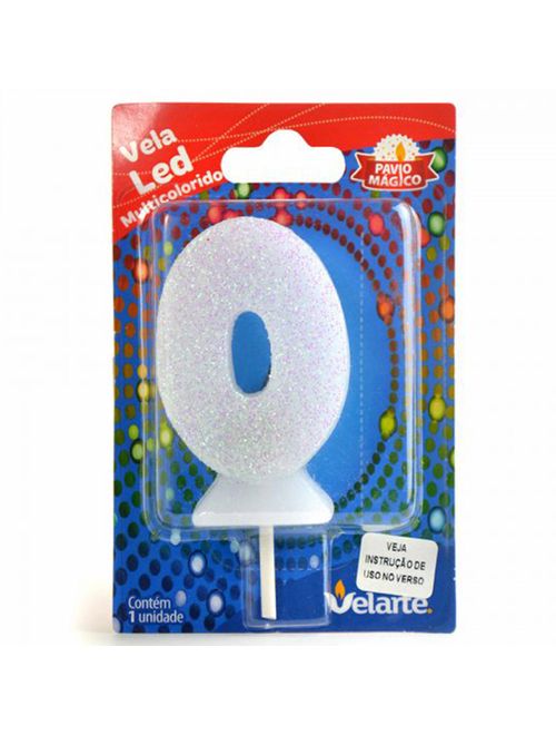 Vela de Aniversário Led Multicolorido Branca nº0 - Velarte