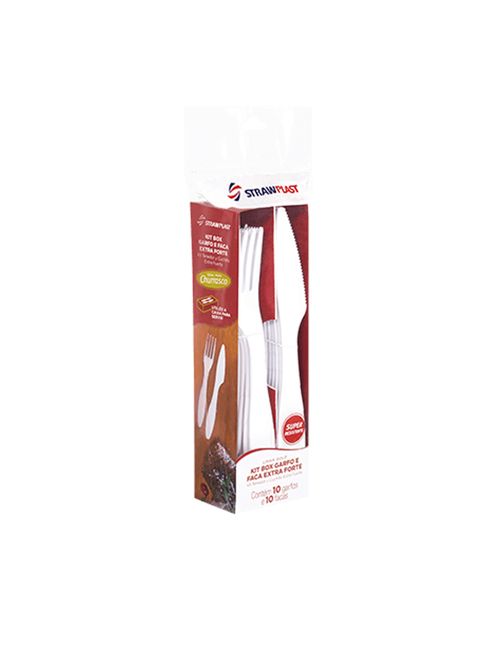 Kit Box Garfo e Faca Extra Forte - Strawplast