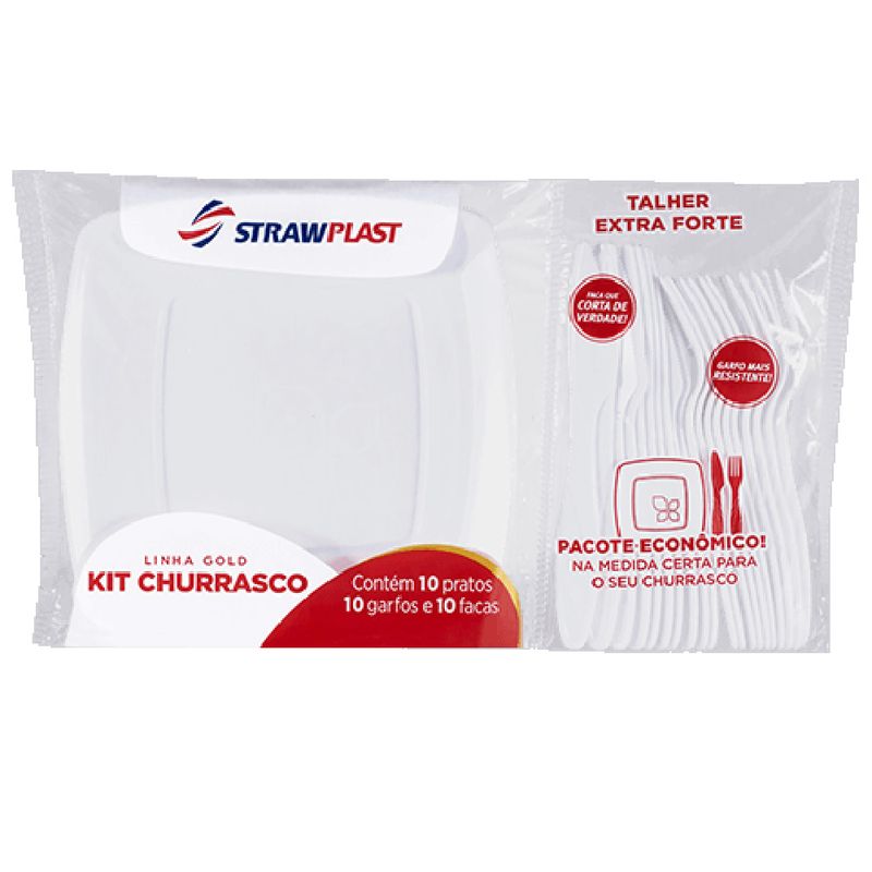 Kit-Churrasco-30-Pecas--10-Pratos---10-Garfos---10-Facas----Strawplast