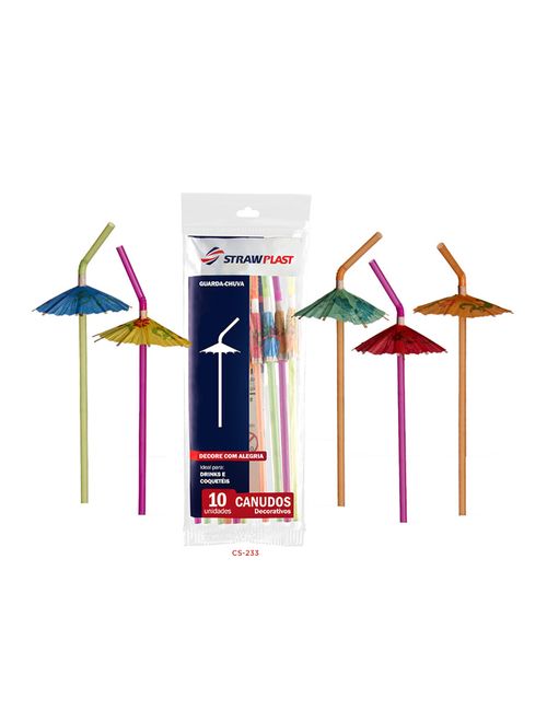 Canudo Guarda Chuva Flex c/10 - Strawplast