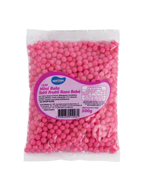 Mini Bala Rosa Tutti Frutti 500g - Horizon