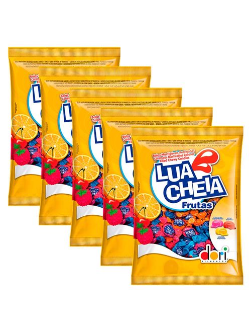 Kit 5 Balas Recheadas Lua Cheia Frutas 400g - Dori