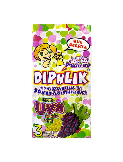 Pirulito com Açúcar Sabor Uva c/3 - Dipnlik
