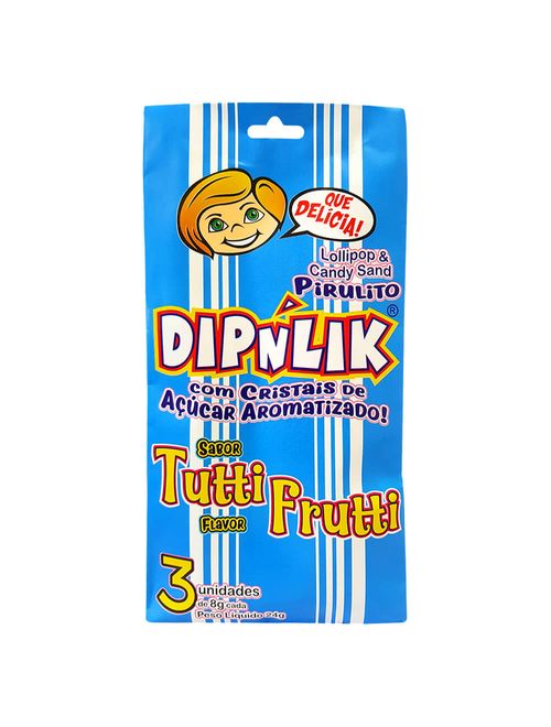 Pirulito com Açúcar Sabor Tutti Frutti c/3 - Dipnlik