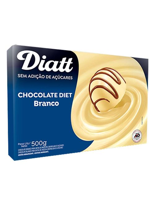 Barra de Chocolate Diet Branco 500g - Diatt