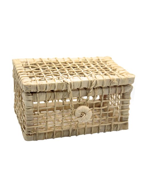 Baú Palha Vazado Retangular Pequeno N.1 13x21x11cm