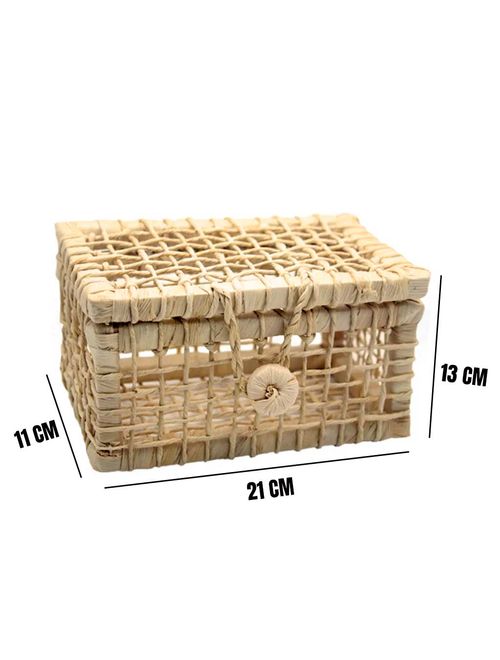 Baú Palha Vazado Retangular Pequeno N.1 13x21x11cm
