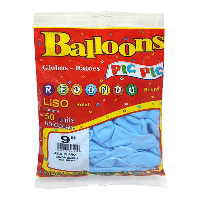 Balao-Redondo-Azul-Claro-Tamanho-9-c-50---Pic-Pic