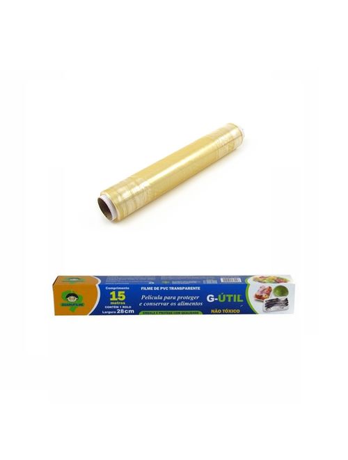 Rolo Filme de PVC Transparente 28cm x 15m - Guarufilme