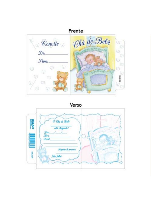 Convite Chá Bebe ref.372N c/10 - Kid Art