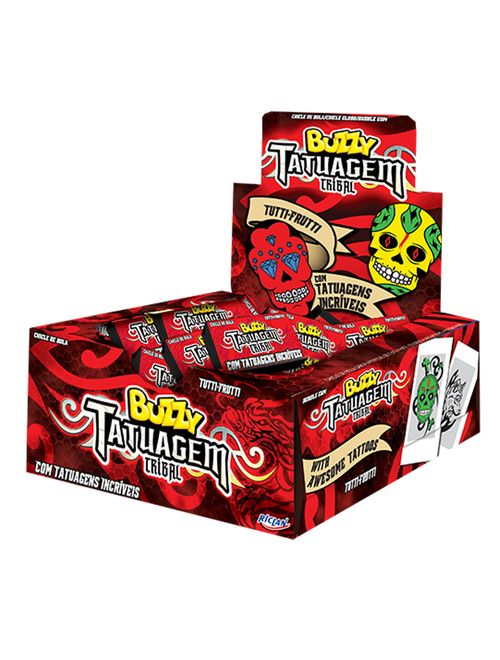 Chiclete Buzzy Tattoo Tribal Tutti Frutti c/100 - Riclan