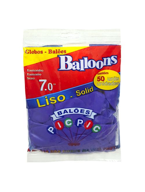 Balão Liso Violeta Tamanho 7 c/50 - Pic Pic