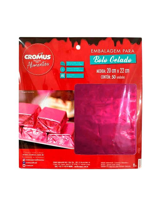 Embalagem Bolo Gelado Rosa 20x22cm c/50 - Cromus