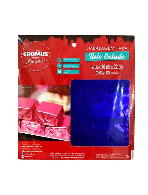 Embalagem Bolo Gelado Azul 20x22cm c/50 - Cromus