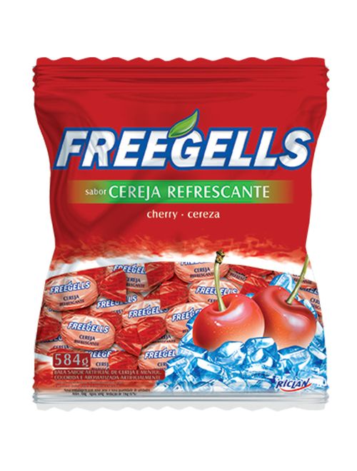 Bala Dura Cereja Refrescante Freegells 584g - Riclan
