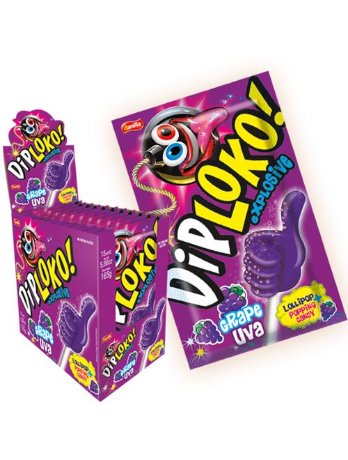 Pirulito Explosivo Dip Loko Boom Uva 11g c/15 - Danilla