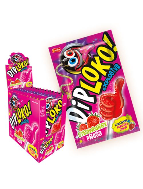 Pirulito Explosivo Dip Loko Boom Morango 11g c/15 - Danilla