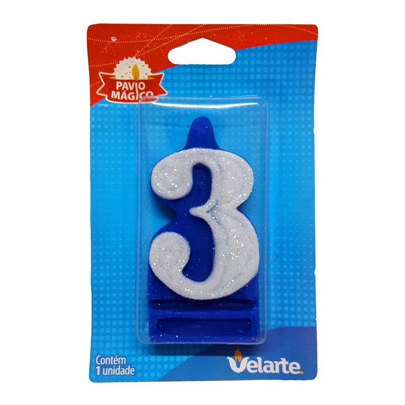 Vela-Super-Numero-3-Azul---Velarte
