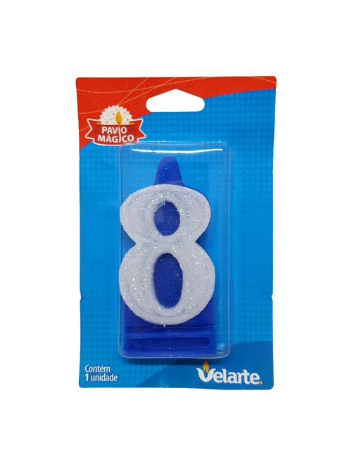 Vela Super Número 8 Azul - Velarte