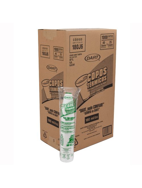 Copo Térmico Isopor 180ml c/1000 Ref.180J6 - Dart