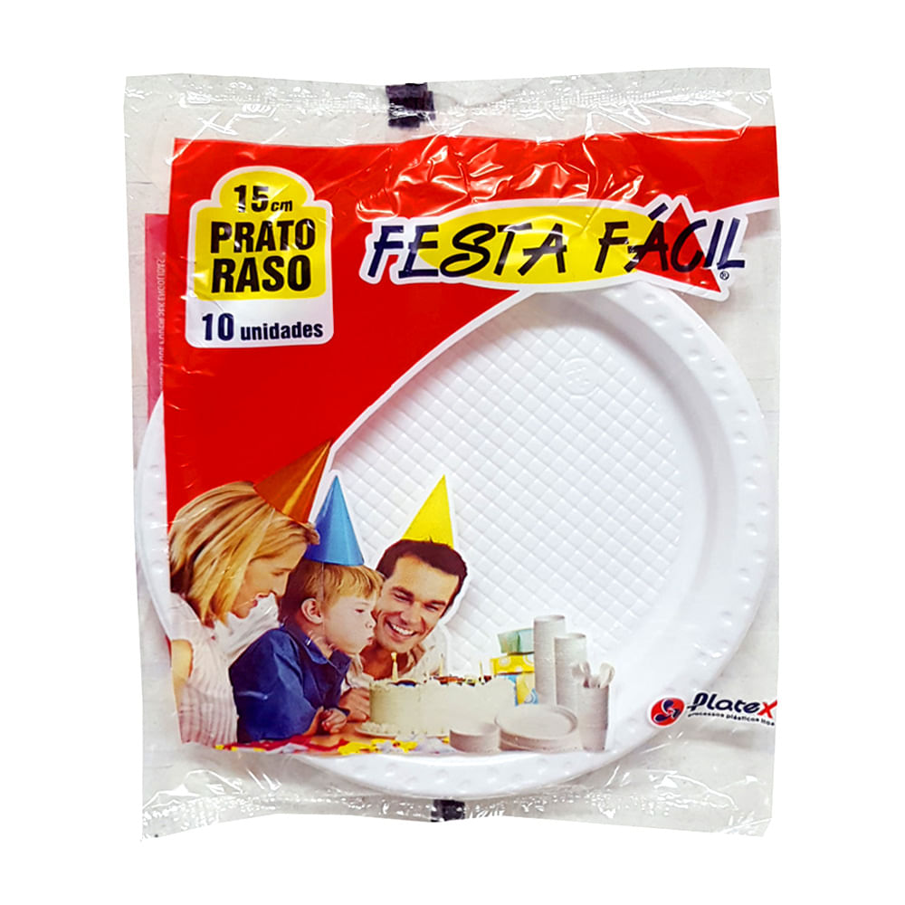 Prato Plástico Sobremesa Branco Festa Fácil - Doce Malu