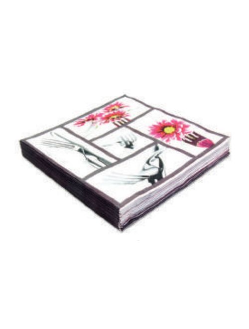 Guardanapo Estampado Floral ref. 043 33x33 c/20 - Silver Festas