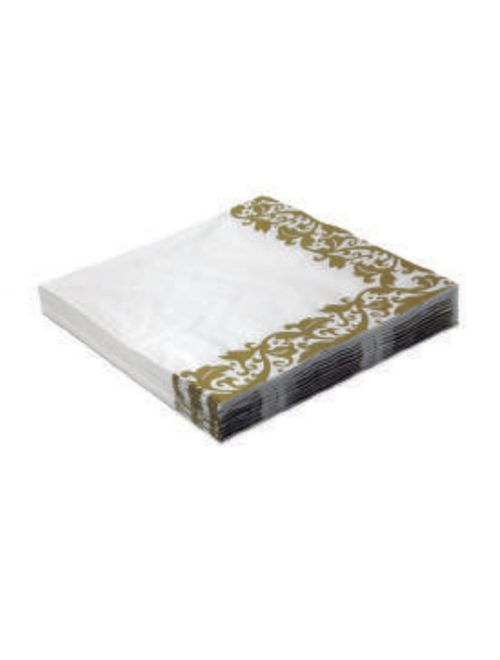 Guardanapo Estampado Arabesco Dourado ref. 047 33x33 c/20 - Silver Festas