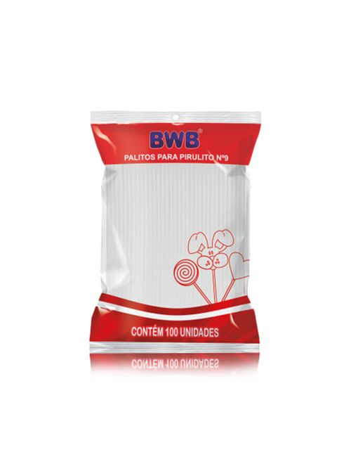 Palito Pirulito Plástico Pequeno Branco c/100 - BWB